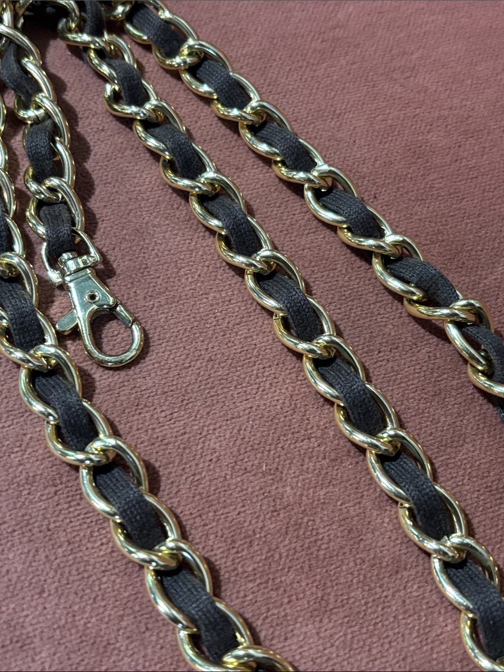 Michael Kors belt designer chocolate brown and gold Chain belt simple adjustable - Picture 2 of 8